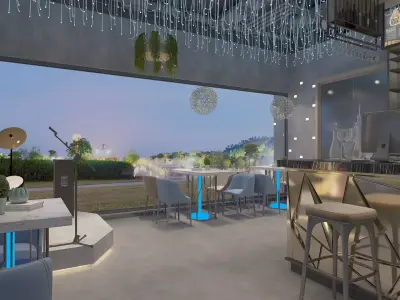 Bar-Restaurant with Music Scene 3D model