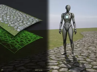 Country Roads set 1 Dynamic Medieval Fantasy roads Free low-poly 3D model