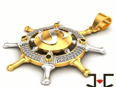 0177 - S Letter Boat Wheel Pendant - The Helm Pendant 3D print model