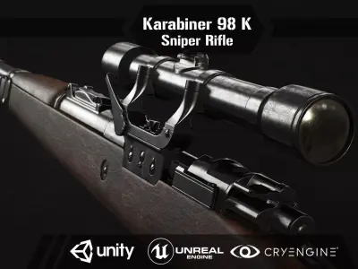 Karabiner 98 k Low-poly 3D model