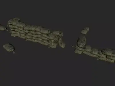 Military Sandbags Low-poly 3D model buy