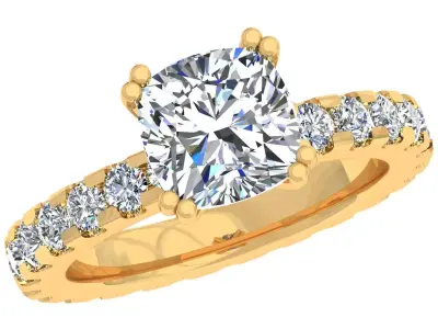 Cushion Stone Ring 3D print model