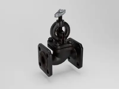Valve cast iron gate Low-poly 3D model