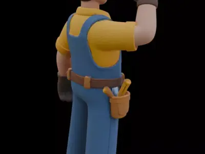 Construction Worker Cartoon Builder 3D model