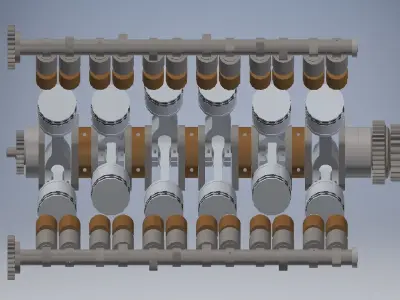 V12 Camshafts And Crankshafts Engine 3D model