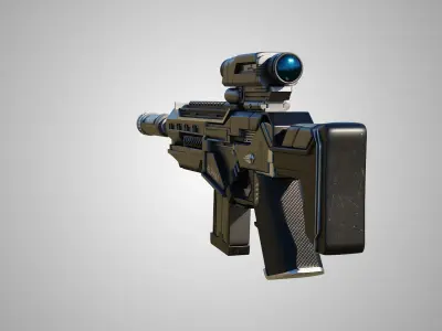 Assault Rifle Gun PBR Unity UE Arnold V-ray Textures Included  Low-poly 3D model