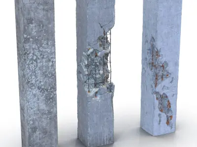 Concrete Pillars Set 3D model