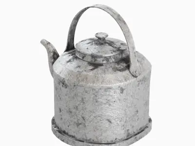 Used Iron Kettle 02 Low-poly 3D model