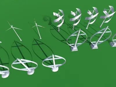 Low-Poly Wind Turbines Pack Low-poly 3D model