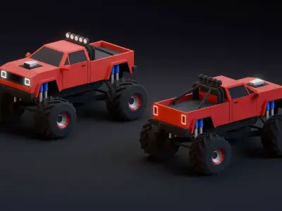 Monster Truck Low-poly 3D model