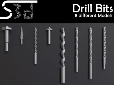 Drill Bit Models Low-poly 3D model
