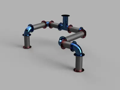 Industrial Pipe System with Flanged Connections 3D print model