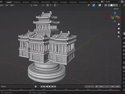 Chinese Zhongnanhai Palace Rook Chess Piece 3D print model
