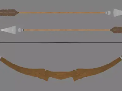  Low Poly Stylized Bow Crossbow Arrows  Quiver Pack Low-poly 3D model