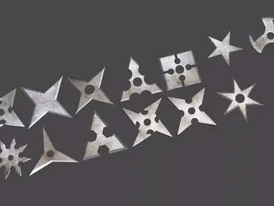 Ninja shuriken pack Low-poly 3D model purchase