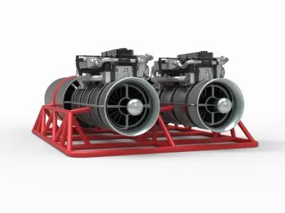 Jet engines with frame 3D model