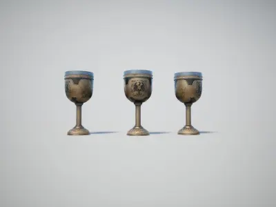 Gold Goblet Low-poly 3D model