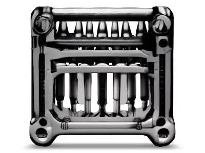 SciFi Chrome Engine Block Low-poly 3D model
