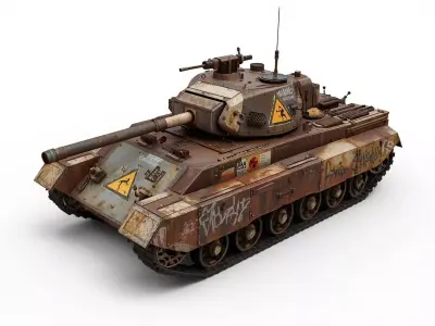 Rusted Siege Tank 3D Model Abandoned War Machine Low-poly 3D model