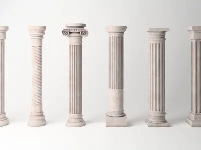 Antique Column Pack - 6 Pieces 3D Model Collection