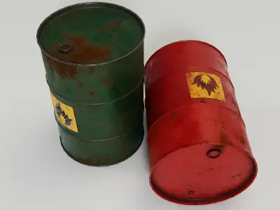 Oil Rusty Barrel - Green and Red Low-poly 3D model