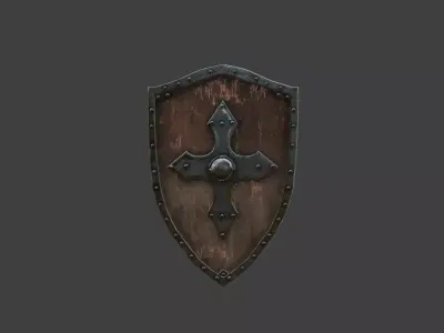 Classic Damaged Aged Medieval Shield  3D model