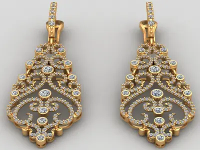 Fashion Infinity Playing Diamond Gold Earring 3D print model