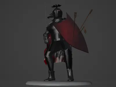 warrior knight in a helmet 3D model