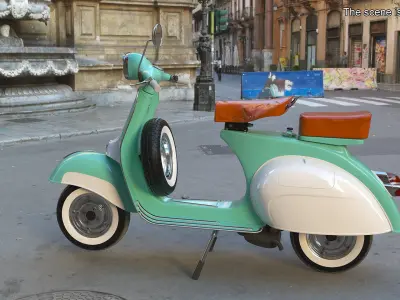 Vintage Vespa 125 Scooter Green 3D model