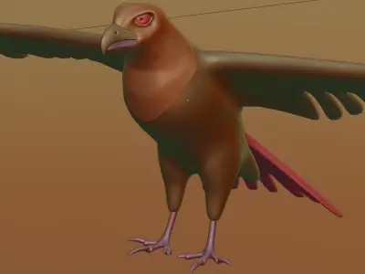 Eagle Retopologised 3D Model with NPR materials 3D model