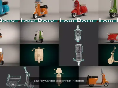 Low Poly Cartoon Scooter Pack