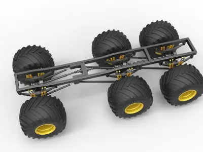 Chassis of 6x6 Monster Truck Version 2 Scale 1 to 25 3D print model