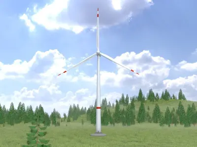 Wind-turbine with foundation V1 H-138 RD 162 m Low-poly 3D model