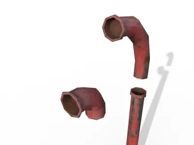 Old Red pipes Low-poly 3D model