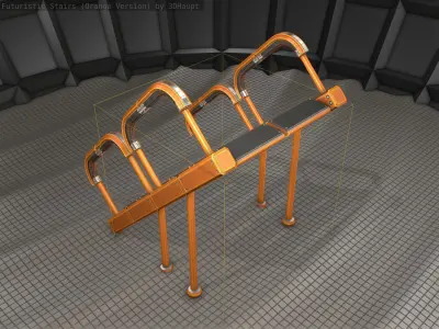 Sci-Fi Stairs - 28- Orange Version Low-poly 3D model