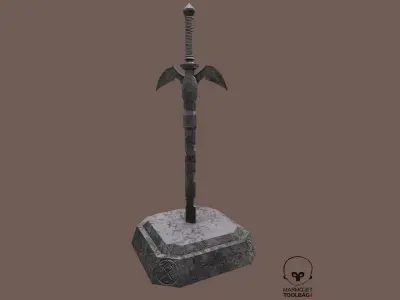  Demon Sword Statue Free low-poly 3D model
