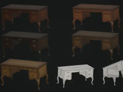 Antique Office Sets Low-poly 3D model