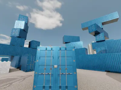 Shipping Container gentian blue all version 3D Model Pack