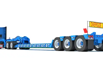 Semi Truck with Platform Trailer 3D model purchase