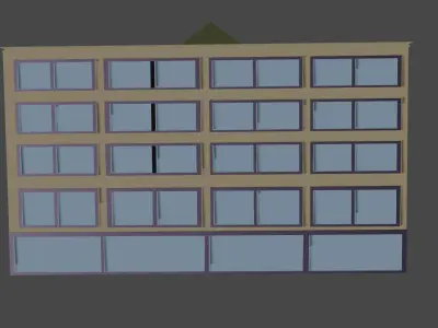 Hotel 1 building Low-poly 3D model