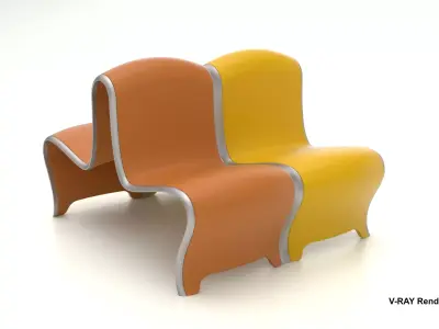Seating Unit Low-poly 3D model
