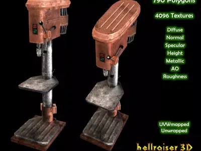 Drill Press - PBR - Textured Low-poly 3D model