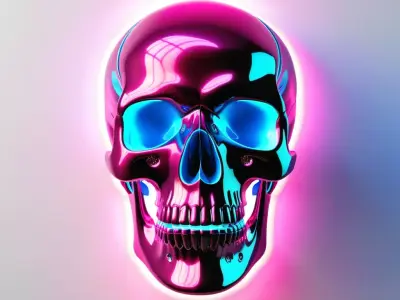 Neon Skull Sign Tube 3D model