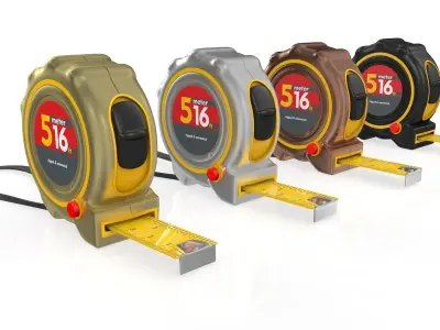 Realistic Tape Measure Animated Meter and Inch 3D model