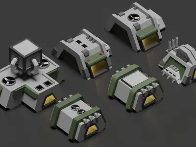 Low Poly Sci-Fi Barracks Low-poly 3D model