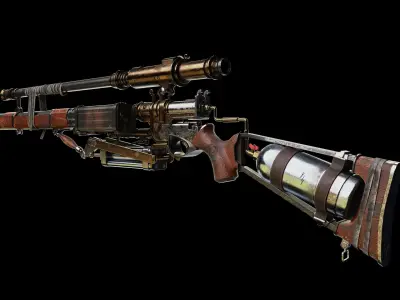 Old Steampunk Weapon Low-poly 3D model