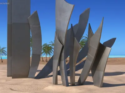  Les Braves Memorial with Allied Flags and Flowers 