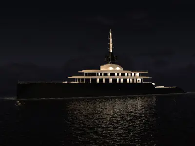 Abeking Rasmussen Luxury Yacht Night Scene 3D model