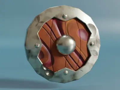 Procedural Stylized Low Poly 3 Shield Models Low-poly 3D model