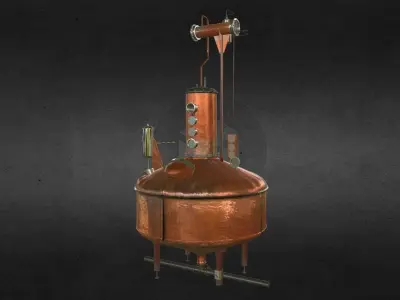 Pot Kettle Stills - Whiskey Distillery  Low-poly 3D model